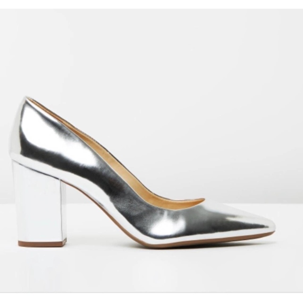 SCHUTZ Alessandra Moranita Silver Block Heel 2018